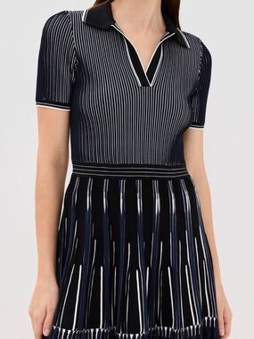 Simkhai Women's Navy & White Striped Polo-Knit Dress